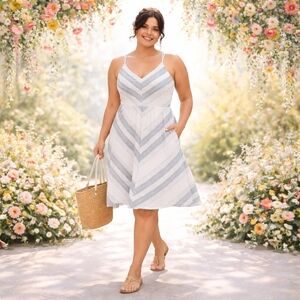 Tart Collection 4X Chevron Midi Sundress Modal Cotton Double Strap Crisscross